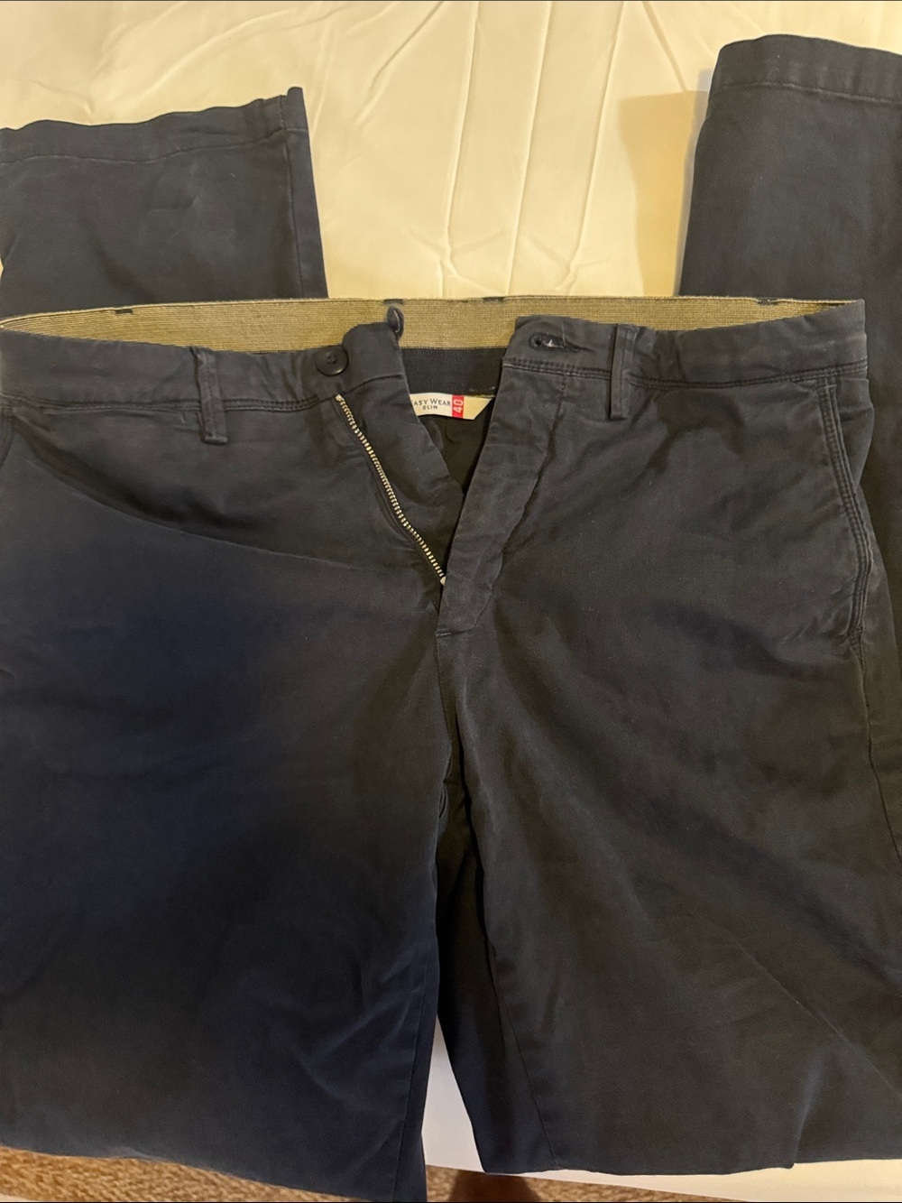 Men's Dark Navy Chino Pants - Classic Straight Fit